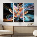 Fractal Lotus Canvas Wall Art, Blue Orange Glowing Flower Abstract Print, Modern Zen Meditation Room Decor, Ethereal Digital Art, Living Room by MyGreatCanvas | Canvas Wall Art Prints | Photo Prints & Wall Decor