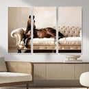 Funny Horse on Sofa Canvas Wall Art, Quirky Horse Lounging Photo Print, Whimsical Animal Decor, Living Room Conversation Art, Horse Lover Gift by MyGreatCanvas | Canvas Wall Art Prints | Photo Prints & Wall Decor