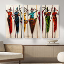 African Folk Art Canvas Wall Art, Colorful African Women Village Painting Print, Tribal Ethnic Home Decor, Vibrant African Art, Living Room