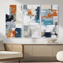 Blue Teal Abstract Canvas Wall Art, Modern Textured Painting Print, Navy Orange White Contemporary Art, Neutral Living Room Decor, Office Art by MyGreatCanvas | Canvas Wall Art Prints | Photo Prints & Wall Decor