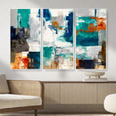 Blue Teal Abstract Canvas Wall Art, Modern Textured Painting Print, Navy Orange White Contemporary Art, Neutral Living Room Decor, Office Art by MyGreatCanvas | Canvas Wall Art Prints | Photo Prints & Wall Decor