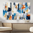 Blue Teal Abstract Canvas Wall Art, Modern Textured Painting Print, Navy Orange White Contemporary Art, Neutral Living Room Decor, Office Art by MyGreatCanvas | Canvas Wall Art Prints | Photo Prints & Wall Decor