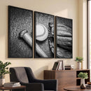 Vintage Baseball Glove and Bat Sports Wall Art Canvas,