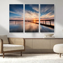 Wooden Pier on Seascape and Sunset Wall Art Canvas Print by MyGreatCanvas | Canvas Wall Art Prints | Photo Prints & Wall Decor
