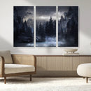 Night Landscape and Trees Wall Art Canvas Print