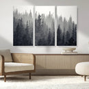 Misty Forest Canvas Wall Art – Monochrome Triptych Pine Tree by MyGreatCanvas | Canvas Wall Art Prints | Photo Prints & Wall Decor