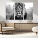 Black and White Lion Canvas Wall Art – Animal Print Artwork