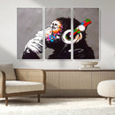 Dj Monkey Listening to Music Wall Art Print | Banksy Monkey by MyGreatCanvas | Canvas Wall Art Prints | Photo Prints & Wall Decor