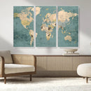 Classic World Map Canvas Print – Framed Vintage Map Wall