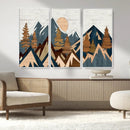 Abstract Wood Panel Effect Mountain Range Top Wall Art