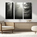 Misty Forest Wall Art Premium Canvas Print a Foggy and