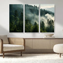 Misty Forest Wall Art Premium Canvas Print a Foggy and