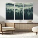 Misty Forest Wall Art Premium Canvas Print a Foggy and