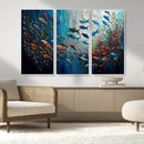 Modern Abstract Fish Shoal Wall Art Canvas Print, Colorful