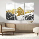 Gold Abstract Mountains Wall Art Print on Canvas, Nature