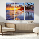 Serene Beach Sunset Wall Art Canvas- Coastal Seascape Print
