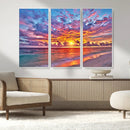 Vibrant Sunset Beach Wall Art - Ocean Sunset Canvas Print |