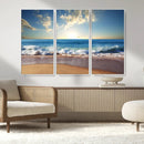 Serene Ocean Sunset Canvas Wall Art - Beach Waves at Sunset,