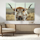 Texas Cow Longhorn Wall Art Canvas Print for Farm House Wall by MyGreatCanvas | Canvas Wall Art Prints | Photo Prints & Wall Decor