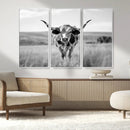 Texas Cow Longhorn Wall Art Canvas Print for Farm House Wall