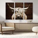 Highland Cow Wall Art Canvas Print, Rustic Farmhouse Decor,