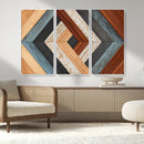 Geometric Wood Art Wall Decor Canvas Print, Rustic Wooden