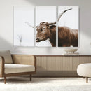 Rustic Bull Wall Art Canvas Print – Modern Longhorn