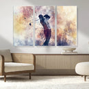 Abstract Watercolor Golf Player Wall Art Canvas Print