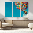 Carl Fredricksen, Up Movie Wall Art, Colorful Balloon House