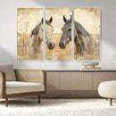 Chines Ink Style Grunge Horses Wall Art Canvas Print