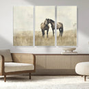 Chines Style Grunge Horses Wall Art Canvas Print
