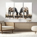 Chines Ink Style Horses Wall Art Canvas Print