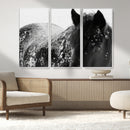 Black Horse in Snow Canvas Print | Winter Horse Wall Art |