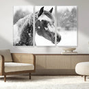 Black Horse Winter Wall Art | Ready to Hang and Framed |