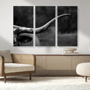 Cow Longhorn Wall Art | Black and White Print | Ready to by MyGreatCanvas | Canvas Wall Art Prints | Photo Prints & Wall Decor