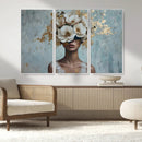 Golden Petal Wall Art - Petal Silhouette Woman Wall Art by MyGreatCanvas | Canvas Wall Art Prints | Photo Prints & Wall Decor