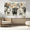 Farmhouse Wall Art | Western Longhorn Cattle Canvas Print | by MyGreatCanvas | Canvas Wall Art Prints | Photo Prints & Wall Decor