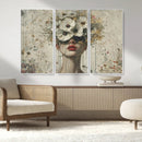 Abstract Floral Women Patel Wall Art Canvas Print