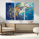 Colorful Swirling Fish School Wall Art Canvas Print |