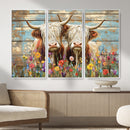 Cute Highland Cow Canvas Wall Art - Rustic Farmhouse Decor