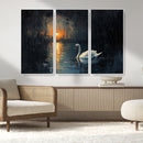 Abstract Swan on Water Wall Art Canvas Print - Elegant