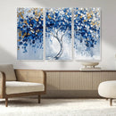 Blue and Gold Abstract Tree Wall Art Canvas Print | Modern