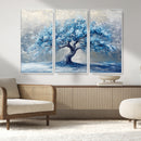 Abstract Blue Tree Art Canvas Print, Majestic Tree Wall Art