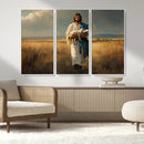 Jesus Shepherd Wall Art | Ready to Hang Triptych Canvas of