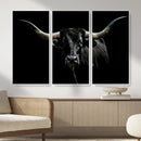 Texas Black Longhorn Bull Wall Art Canvas Print - Western by MyGreatCanvas | Canvas Wall Art Prints | Photo Prints & Wall Decor