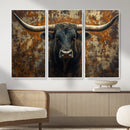 Longhorn Texas Cow Bull Wall Art | Rustic Farmhouse Canvas by MyGreatCanvas | Canvas Wall Art Prints | Photo Prints & Wall Decor