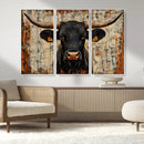 Rustic Texas Artwork Wall Art Canvas Print - Abstract Cow