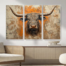 Abstract Cow Longhorn Bull Wall Art Canvas Print - Rustic by MyGreatCanvas | Canvas Wall Art Prints | Photo Prints & Wall Decor