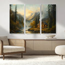 Wood Cabin Retreat Mountain at Sunset Wall Art Print - by MyGreatCanvas | Canvas Wall Art Prints | Photo Prints & Wall Decor