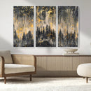 Golden Forest Abstract Wall Art | Dark Forest with Gold